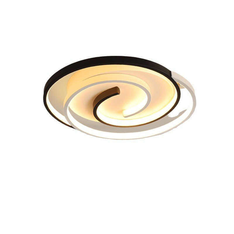 Modern Minimalist Spiral Shape Silicone Iron Aluminum LED Flush Mount Ceiling Light For Bedroom