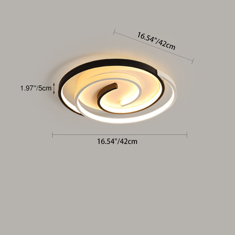 Modern Minimalist Spiral Shape Silicone Iron Aluminum LED Flush Mount Ceiling Light For Bedroom