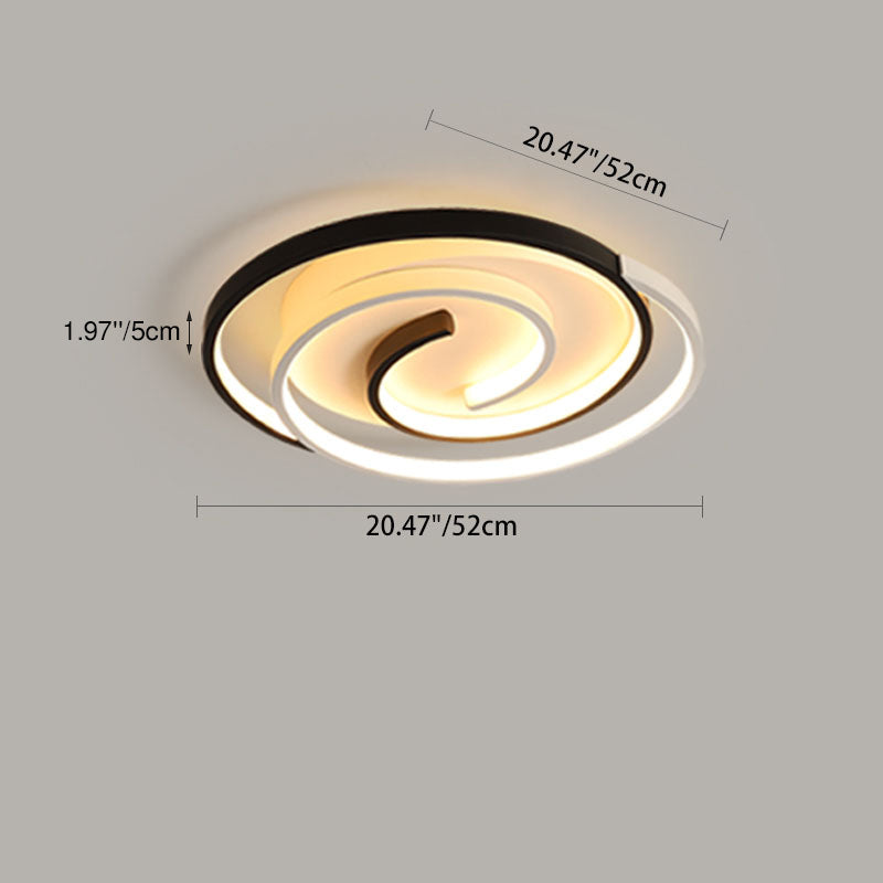 Modern Minimalist Spiral Shape Silicone Iron Aluminum LED Flush Mount Ceiling Light For Bedroom