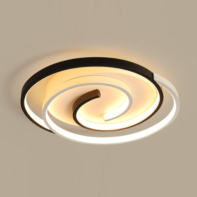 Modern Minimalist Spiral Shape Silicone Iron Aluminum LED Flush Mount Ceiling Light For Bedroom