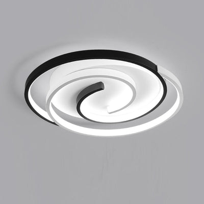 Modern Minimalist Spiral Shape Silicone Iron Aluminum LED Flush Mount Ceiling Light For Bedroom