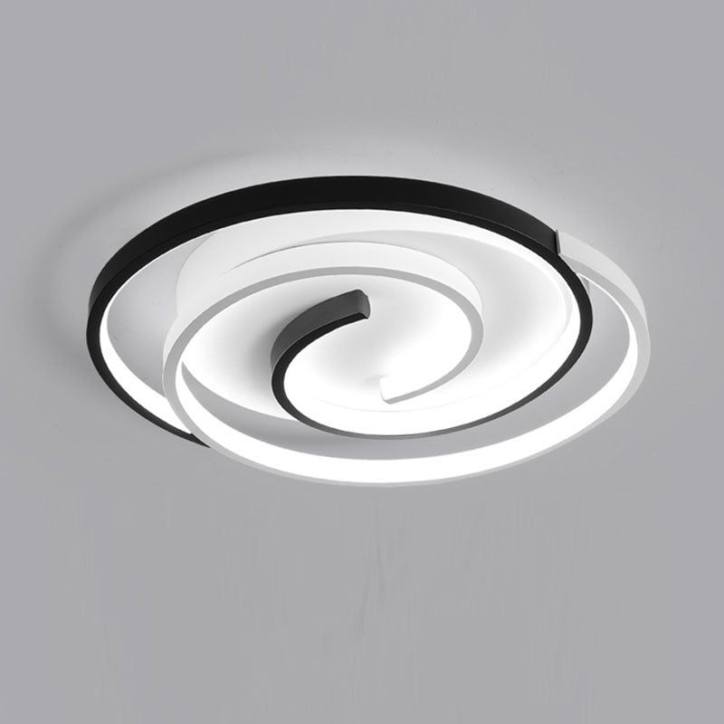 Modern Minimalist Spiral Shape Silicone Iron Aluminum LED Flush Mount Ceiling Light For Bedroom