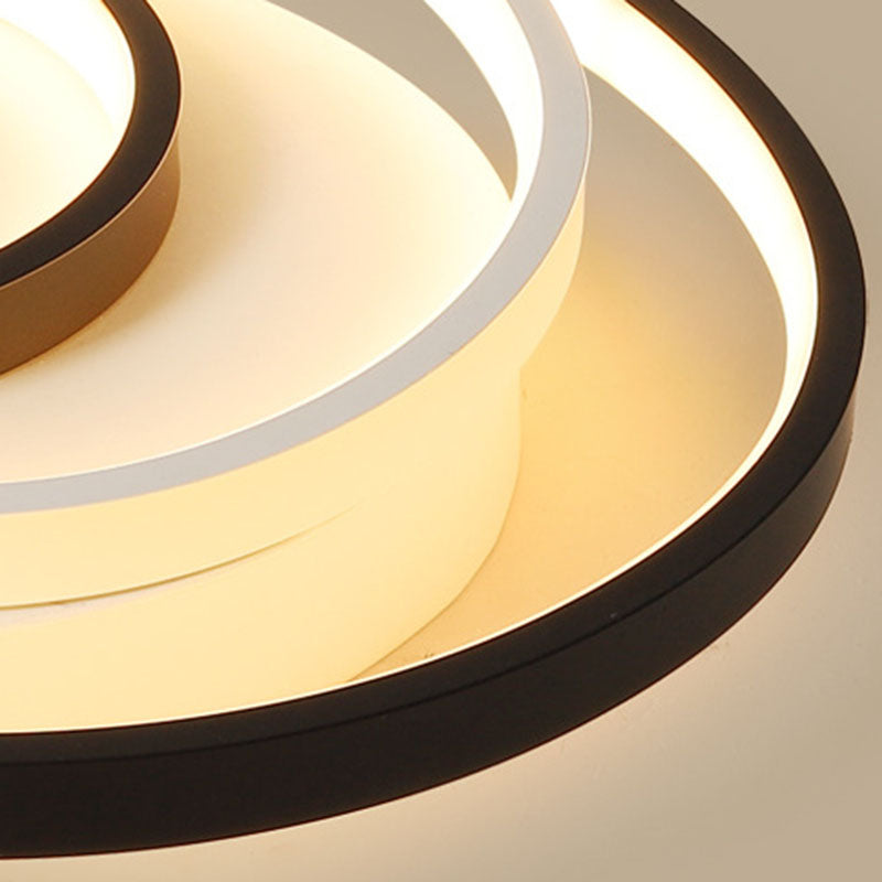 Modern Minimalist Spiral Shape Silicone Iron Aluminum LED Flush Mount Ceiling Light For Bedroom