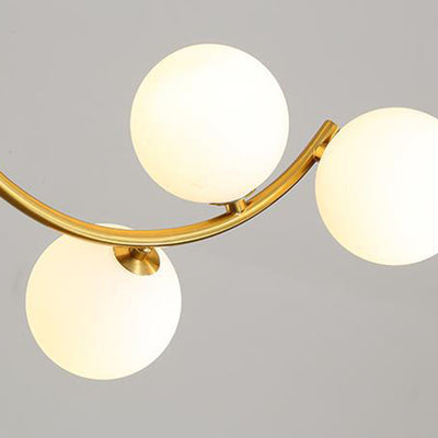 Contemporary Scandinavian C-Shaped Iron Glass 3-Light Chandelier For Living Room