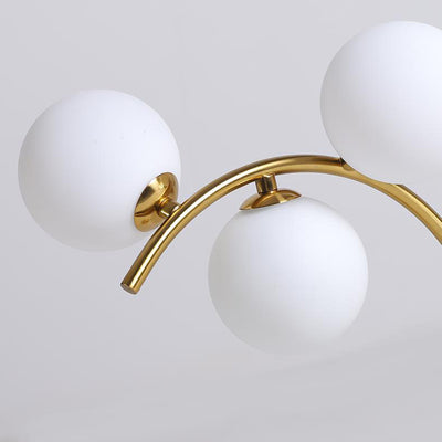 Contemporary Scandinavian C-Shaped Iron Glass 3-Light Chandelier For Living Room