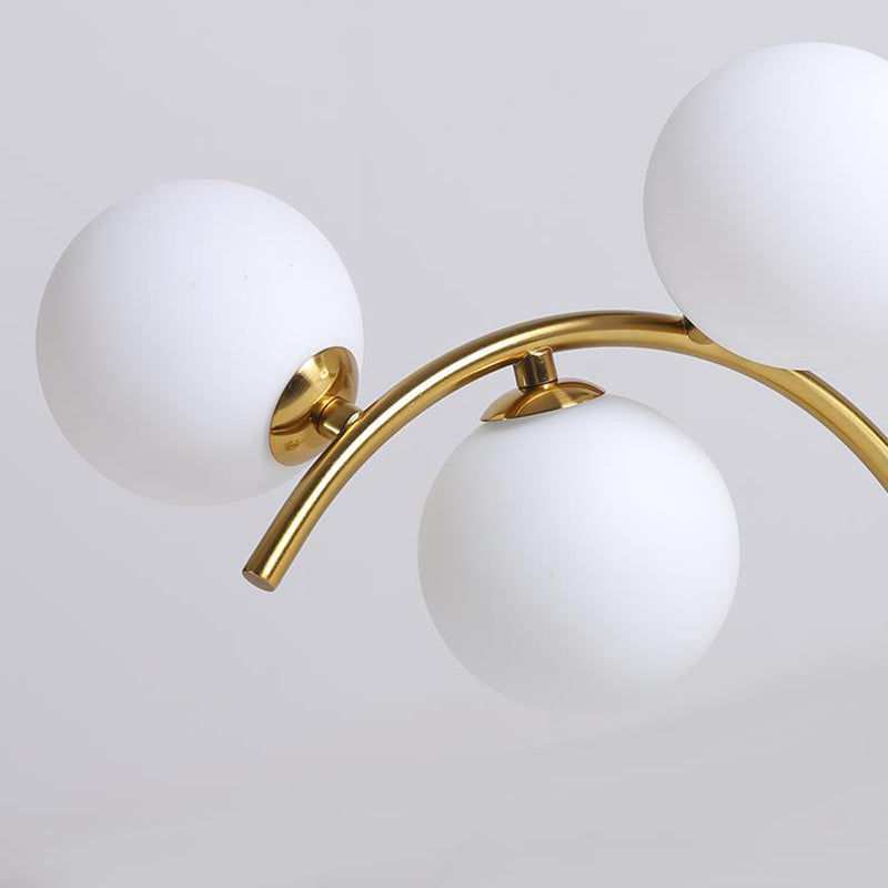 Contemporary Scandinavian C-Shaped Iron Glass 3-Light Chandelier For Living Room