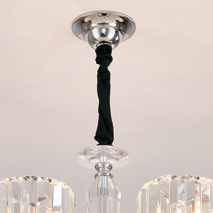 Lustre contemporain de style scandinave en forme de branche, en chrome et cristal, à 6/8 lumières pour chambre à coucher 