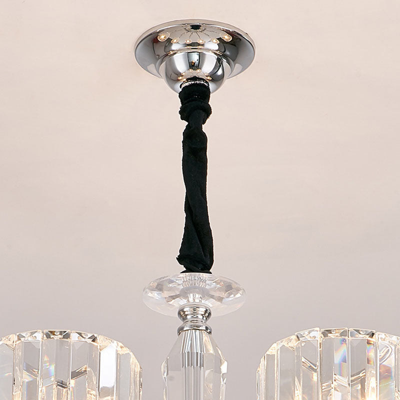 Contemporary Scandinavian Branch Shape Chromium Crystal 6/8-Light Chandelier For Bedroom
