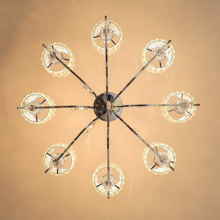 Lustre contemporain de style scandinave en forme de branche, en chrome et cristal, à 6/8 lumières pour chambre à coucher 