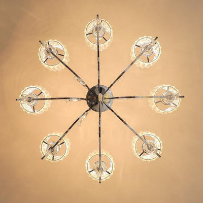 Contemporary Scandinavian Branch Shape Chromium Crystal 6/8-Light Chandelier For Bedroom