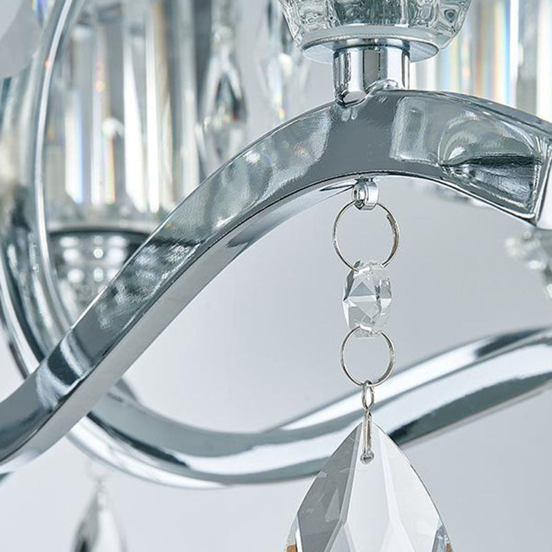 Lustre contemporain de style scandinave en forme de branche, en chrome et cristal, à 6/8 lumières pour chambre à coucher 