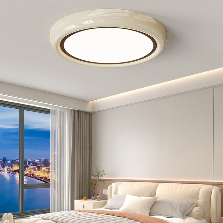 Modern Minimalist Round Acrylic Iron LED Flush Mount Ceiling Light For Bedroom