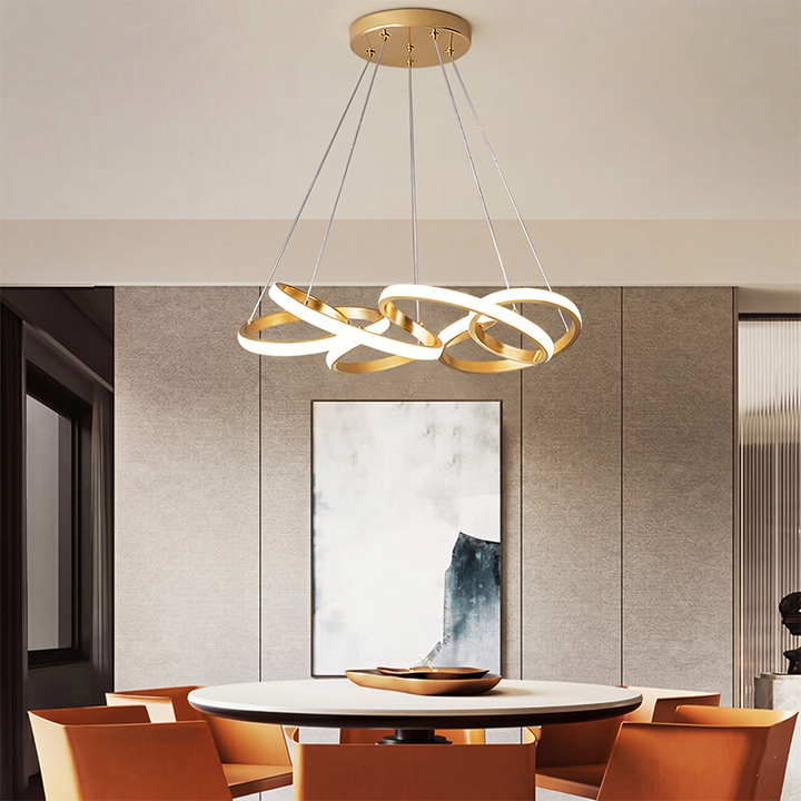Moderno Lujo Oro Línea Retorcida Isla Luz LED Candelabro 