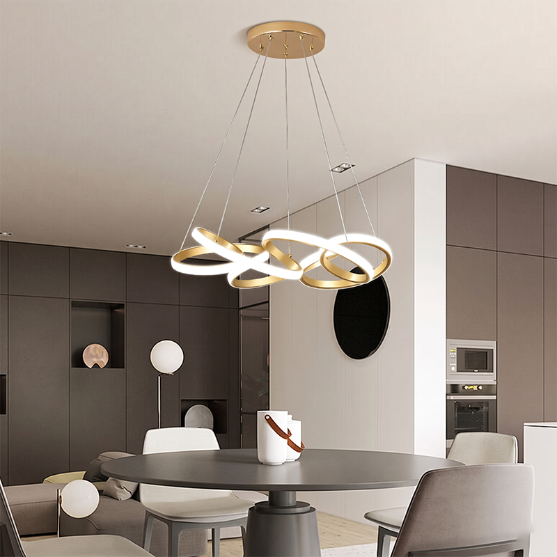 Moderno Lujo Oro Línea Retorcida Isla Luz LED Candelabro 