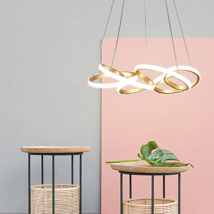 Moderno Lujo Oro Línea Retorcida Isla Luz LED Candelabro 