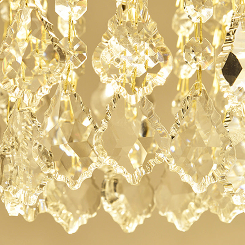 Modern Luxury Iron Crystal Branch 1-Light Semi-Flush Mount Ceiling Light For Living Room