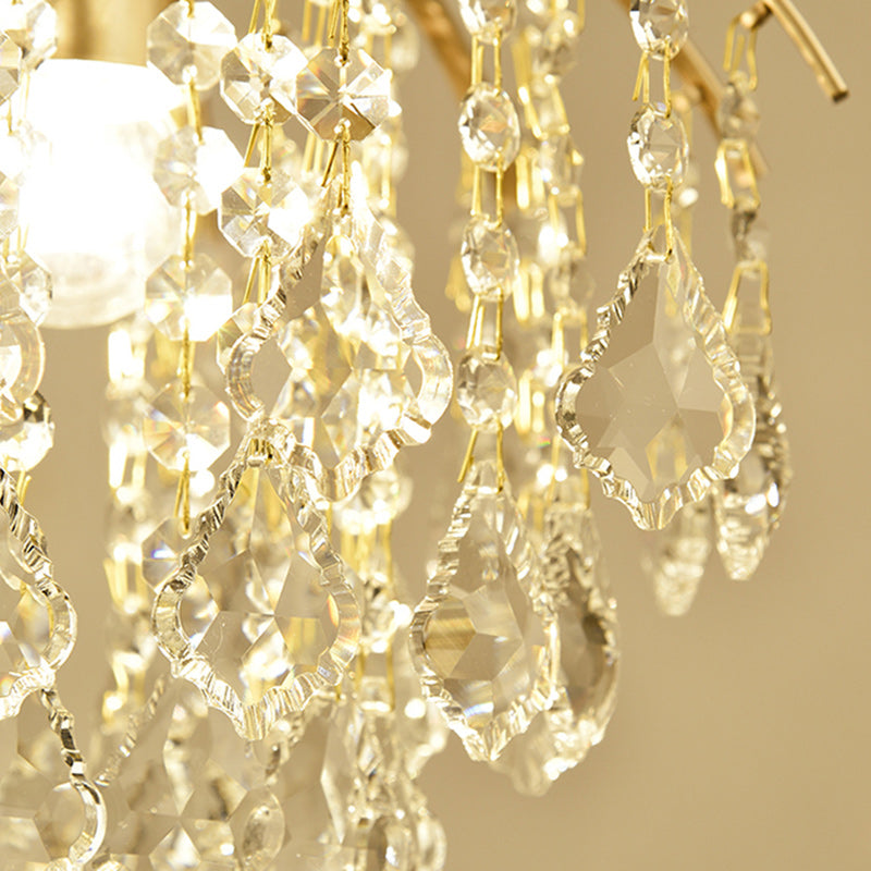 Modern Luxury Iron Crystal Branch 1-Light Semi-Flush Mount Ceiling Light For Living Room