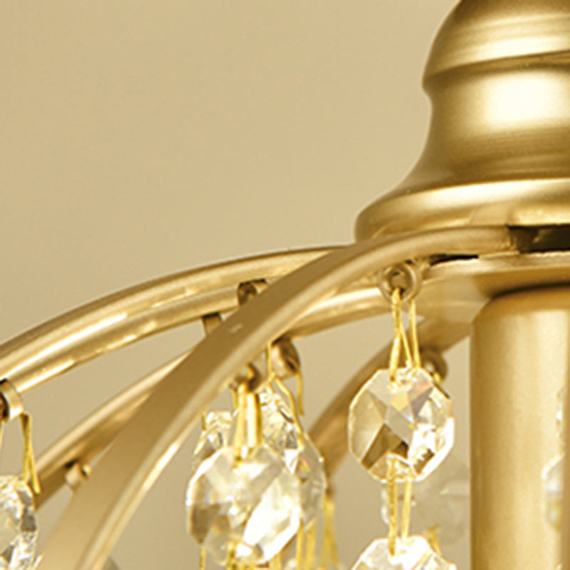 Modern Luxury Iron Crystal Branch 1-Light Semi-Flush Mount Ceiling Light For Living Room