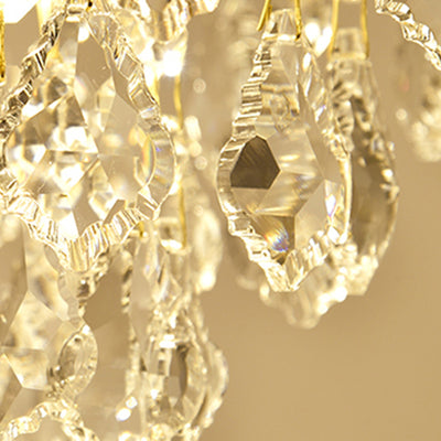 Modern Luxury Iron Crystal Branch 1-Light Semi-Flush Mount Ceiling Light For Living Room