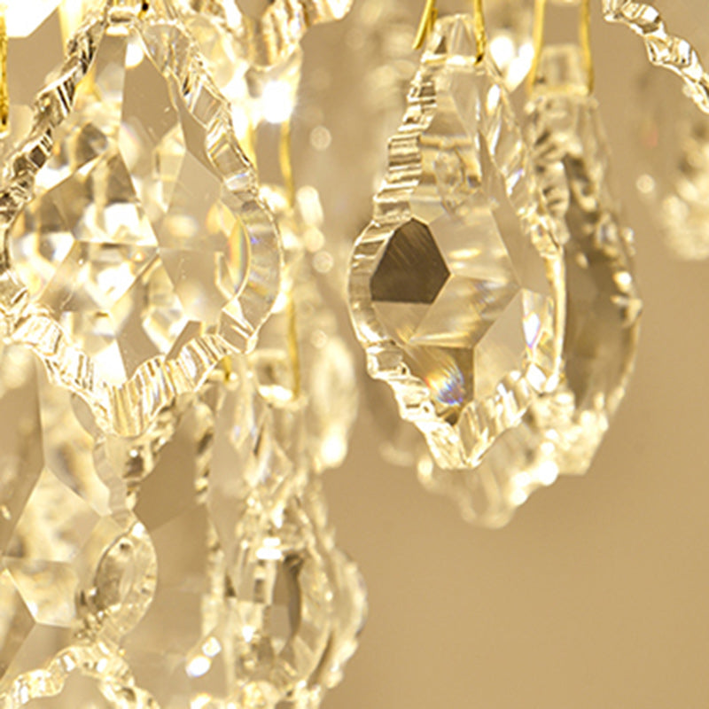 Modern Luxury Iron Crystal Branch 1-Light Semi-Flush Mount Ceiling Light For Living Room