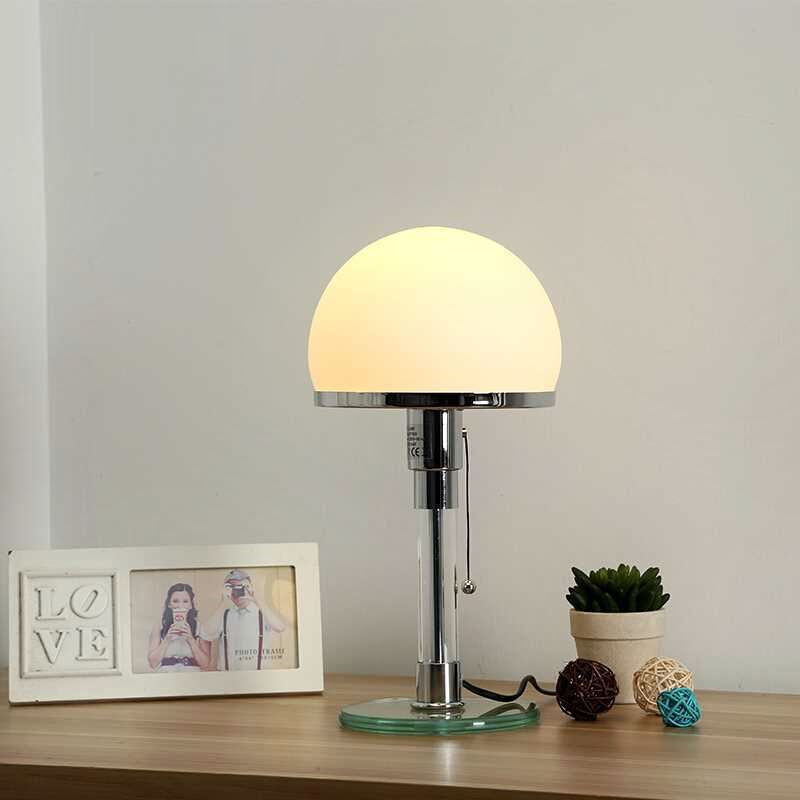 Contemporary Industrial Hemisphere Iron Glass 1-Light Table Lamp For Bedroom