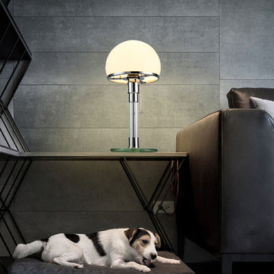 Contemporary Industrial Hemisphere Iron Glass 1-Light Table Lamp For Bedroom