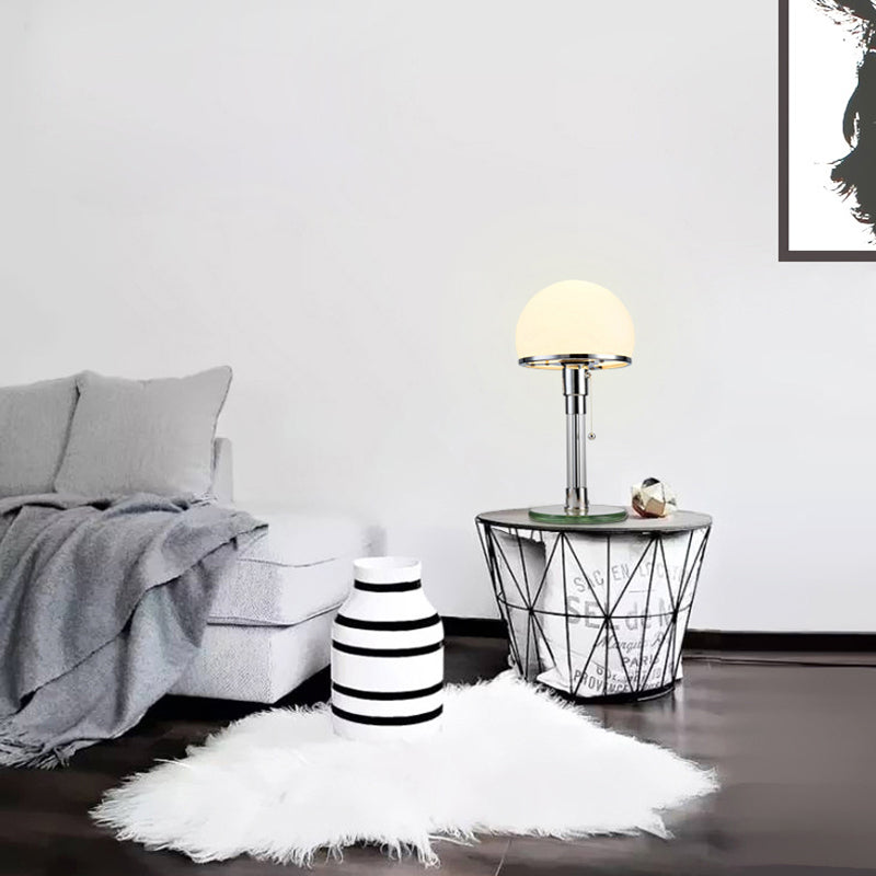 Contemporary Industrial Hemisphere Iron Glass 1-Light Table Lamp For Bedroom