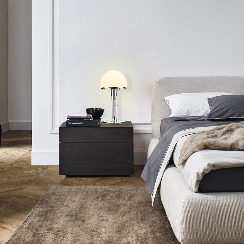 Contemporary Industrial Hemisphere Iron Glass 1-Light Table Lamp For Bedroom