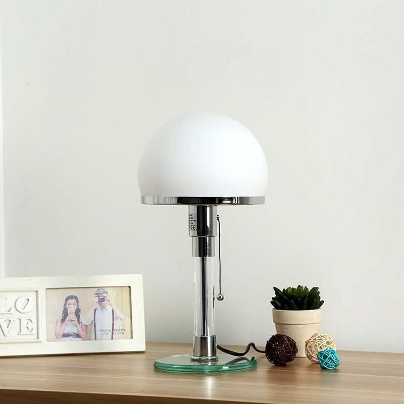 Contemporary Industrial Hemisphere Iron Glass 1-Light Table Lamp For Bedroom