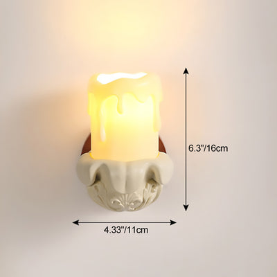 Traditional French Wood Resin Glass Carved Candelabra 1-Light Wall Sconce Lamp For Bedroom & Living Room
