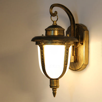 Abat-jour traditionnel européen en aluminium et verre à motifs rond sculpté 1 lumière applique murale d'extérieur jardin et balcon 