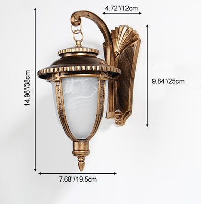Abat-jour traditionnel européen en aluminium et verre à motifs rond sculpté 1 lumière applique murale d'extérieur jardin et balcon 