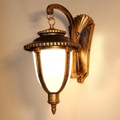 Abat-jour traditionnel européen en aluminium et verre à motifs rond sculpté 1 lumière applique murale d'extérieur jardin et balcon 