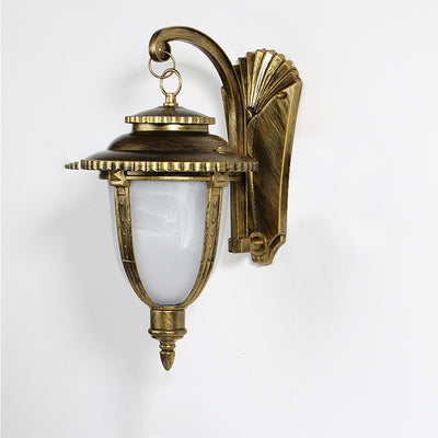 Abat-jour traditionnel européen en aluminium et verre à motifs rond sculpté 1 lumière applique murale d'extérieur jardin et balcon 