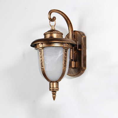 Abat-jour traditionnel européen en aluminium et verre à motifs rond sculpté 1 lumière applique murale d'extérieur jardin et balcon 