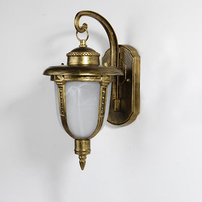Abat-jour traditionnel européen en aluminium et verre à motifs rond sculpté 1 lumière applique murale d'extérieur jardin et balcon 