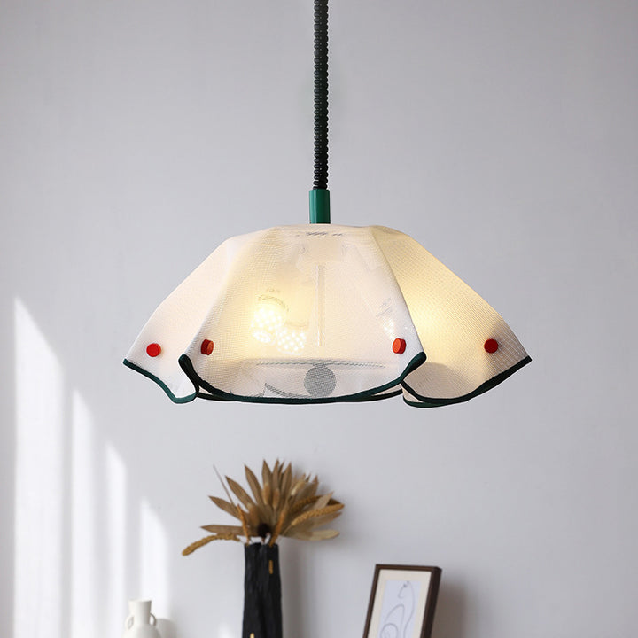 Suspension luminaire moderne de style mi-siècle en fer, acrylique et tissu en forme de pétale à 3 lumières pour chambre et salon 