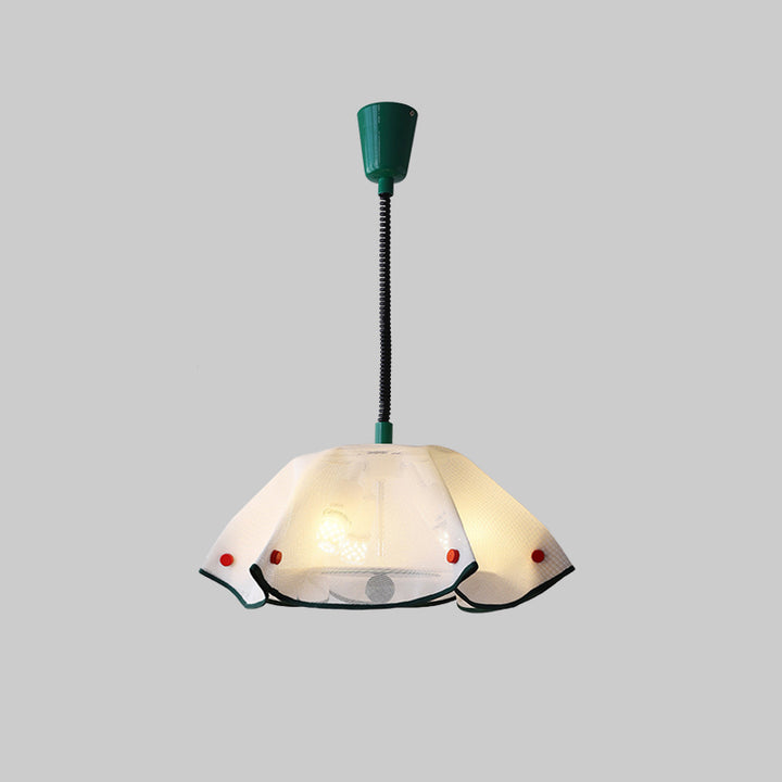 Suspension luminaire moderne de style mi-siècle en fer, acrylique et tissu en forme de pétale à 3 lumières pour chambre et salon 