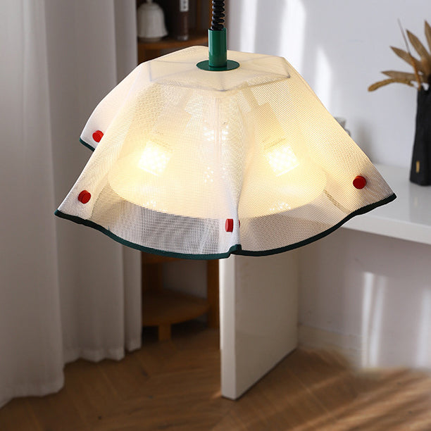 Suspension luminaire moderne de style mi-siècle en fer, acrylique et tissu en forme de pétale à 3 lumières pour chambre et salon 