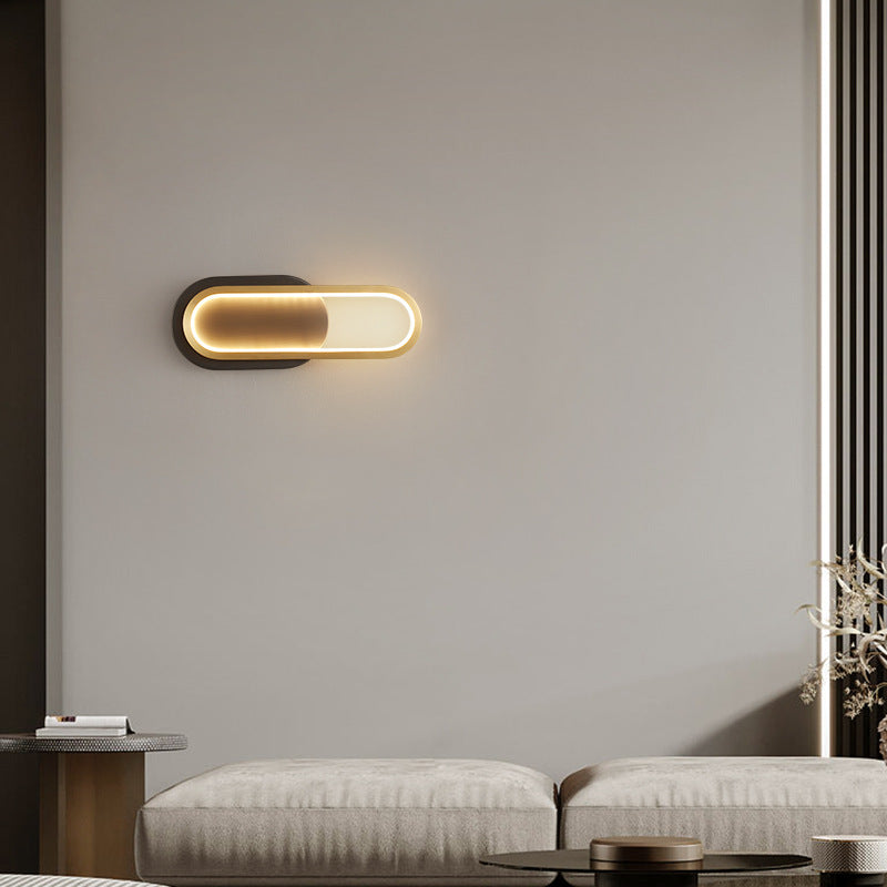 Moderne minimalistische Wandleuchte aus Messing und Acryl mit ovalem LED für Schlafzimmer und Wohnzimmer 