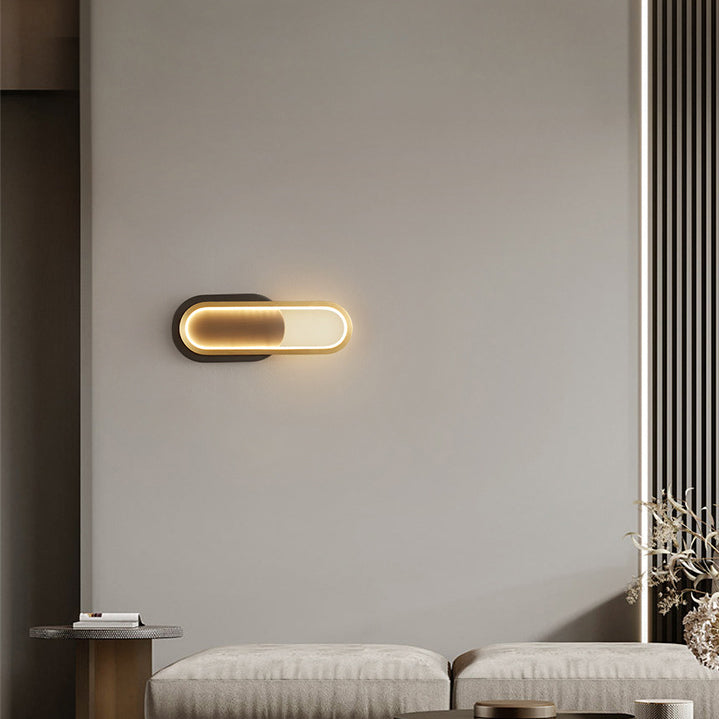 Modern Minimalist Brass &amp; Acrylic Oval LED Wall Sconce Lamp For Bedroom &amp; Living Room