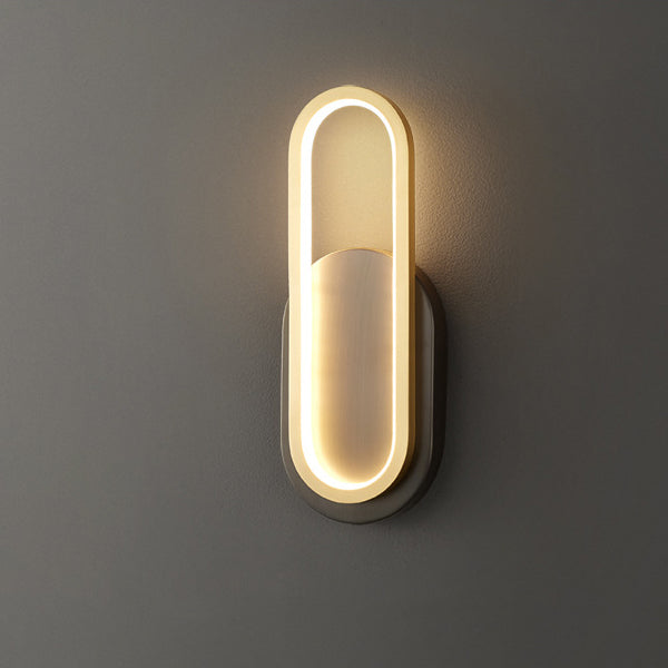 Moderne minimalistische Wandleuchte aus Messing und Acryl mit ovalem LED für Schlafzimmer und Wohnzimmer 