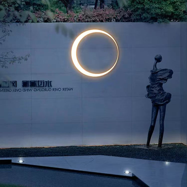 Modern Minimalist Stainless Steel & PC Round Moon LED Wall Sconce Lamp Outdoor Patio