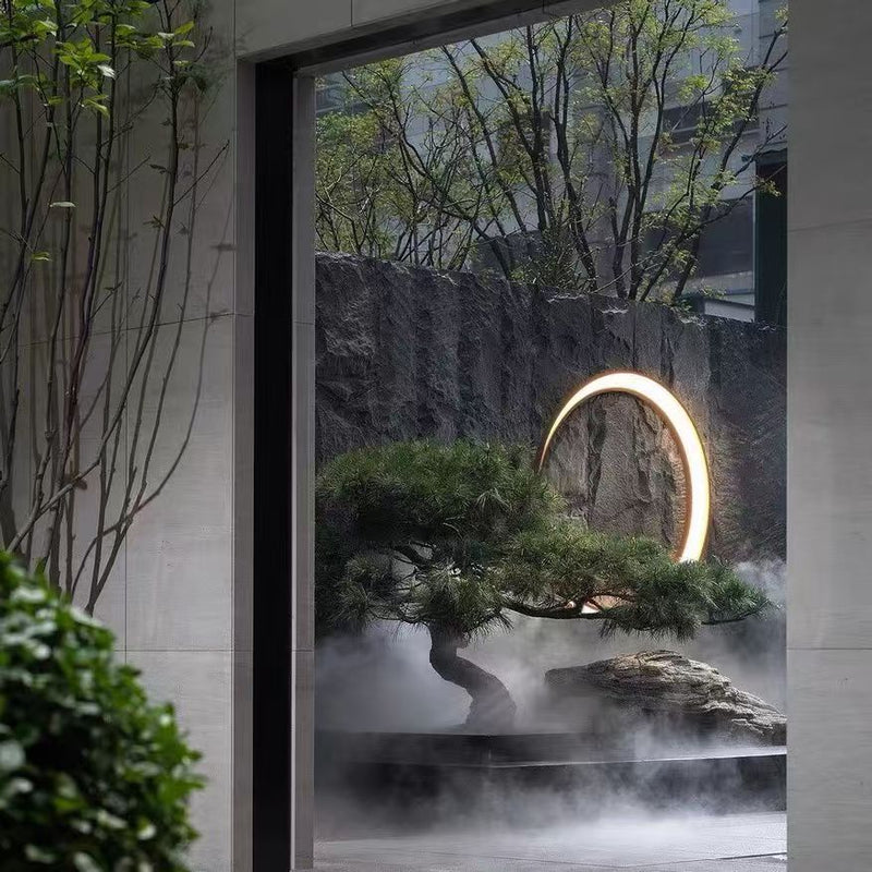Modern Minimalist Stainless Steel & PC Round Moon LED Wall Sconce Lamp Outdoor Patio