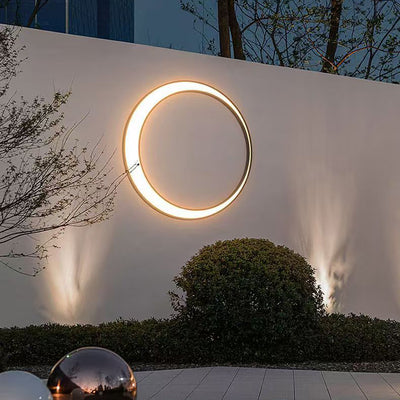 Modern Minimalist Stainless Steel & PC Round Moon LED Wall Sconce Lamp Outdoor Patio
