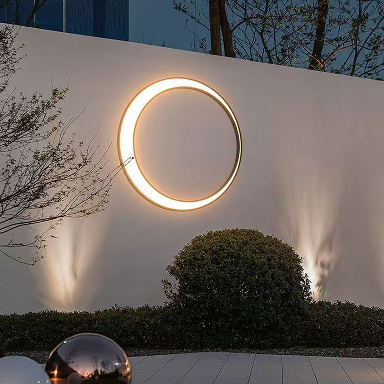 Modern Minimalist Stainless Steel & PC Round Moon LED Wall Sconce Lamp Outdoor Patio