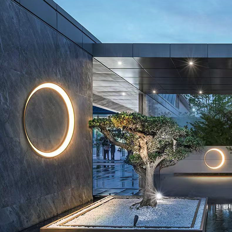 Modern Minimalist Stainless Steel & PC Round Moon LED Wall Sconce Lamp Outdoor Patio