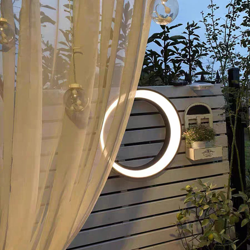 Modern Minimalist Stainless Steel & PC Round Moon LED Wall Sconce Lamp Outdoor Patio