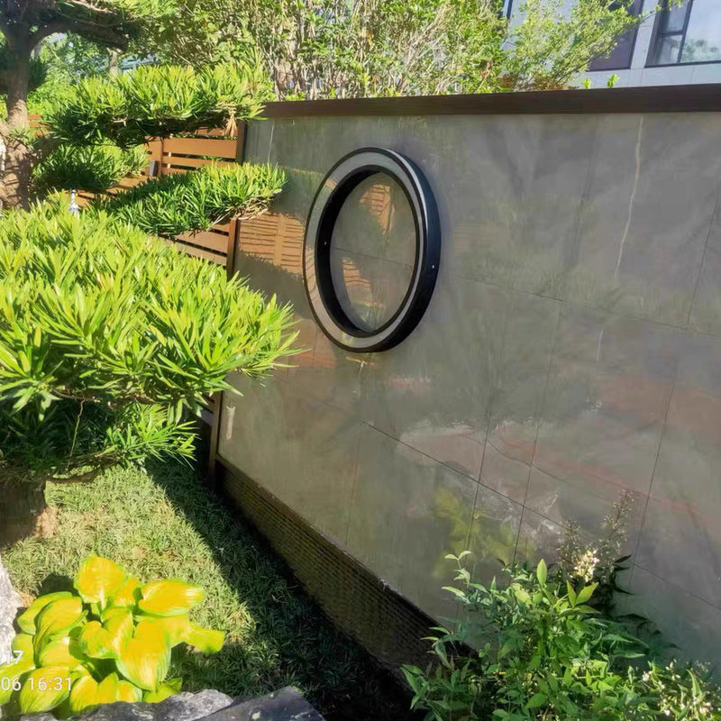 Modern Minimalist Stainless Steel & PC Round Moon LED Wall Sconce Lamp Outdoor Patio