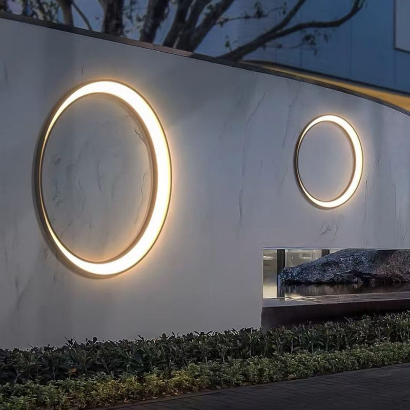 Modern Minimalist Stainless Steel & PC Round Moon LED Wall Sconce Lamp Outdoor Patio